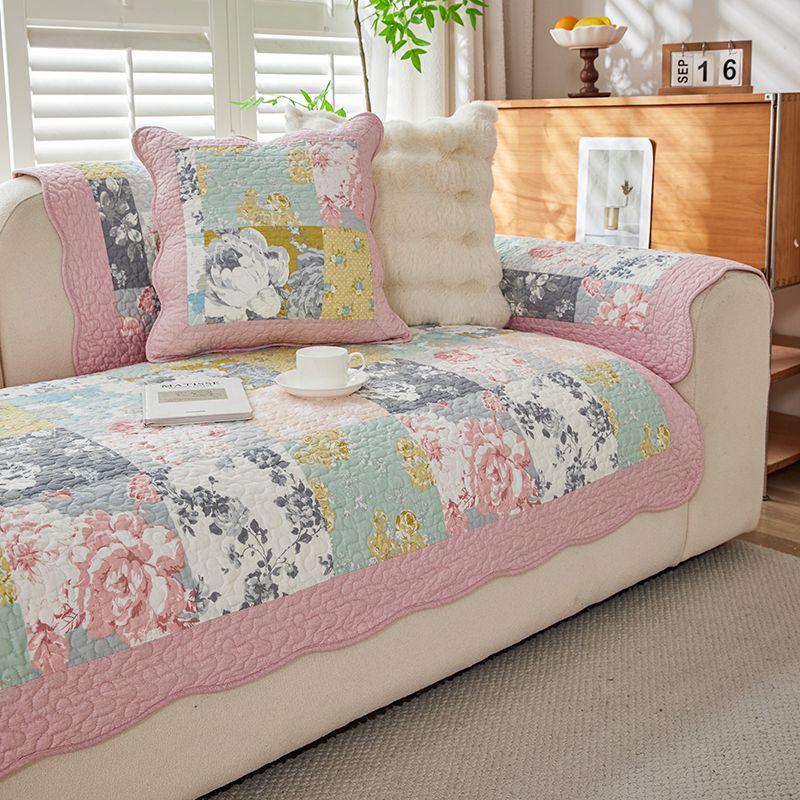 

American Idyllic and Retro Sofa Cushion Pure Cotton Fabric Non Slip Spring New Arrival Leather Sofa Towel Cotton All Year Round Cover Dream painting 50*50cm pillow case