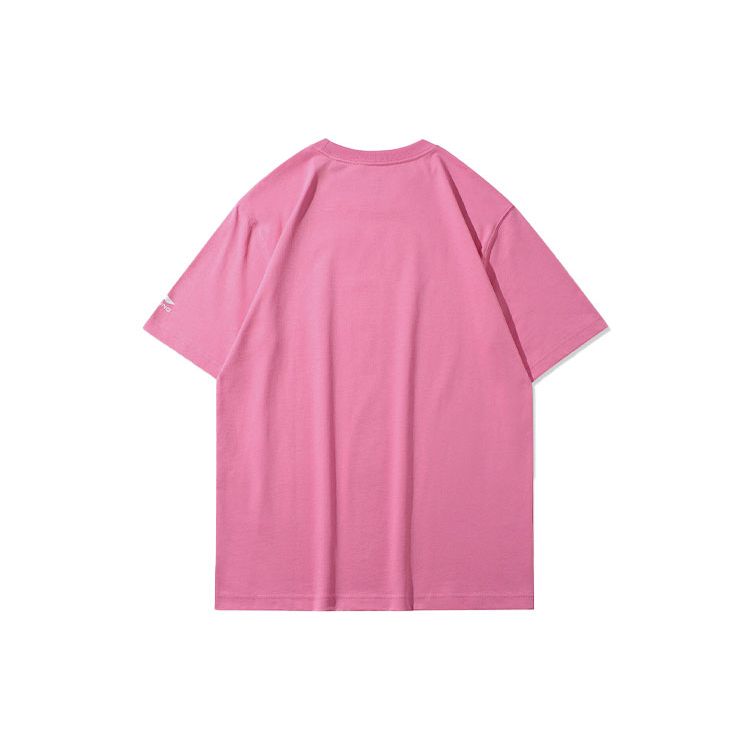 Li Ning Sports Fashion Series Paris Fashion Week Round Neck Pullover Short Sleeve T-Shirt Men Tops Dawn-Red AHSQ657-5