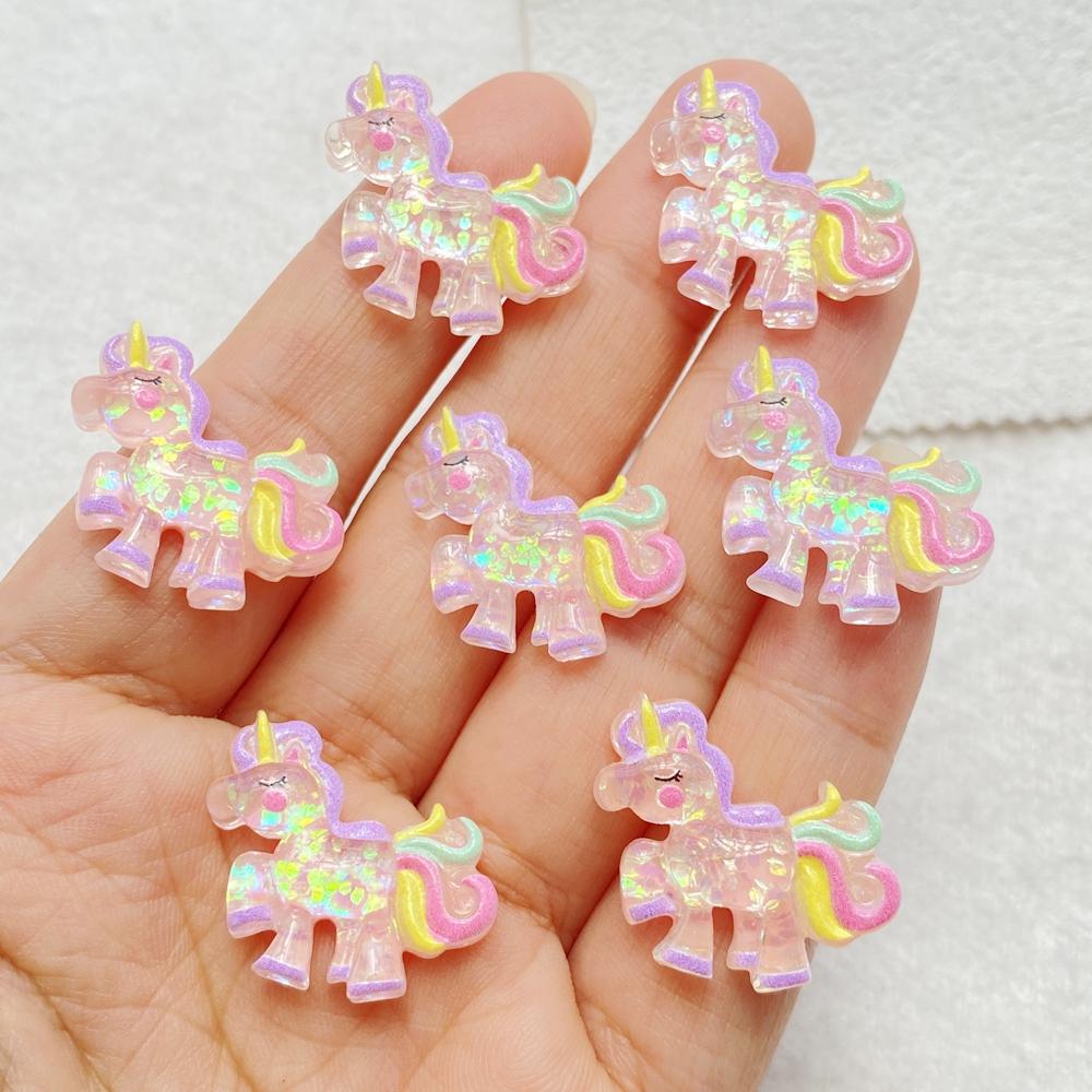 

12Pcs Cute Resin cartoon shiny unicorn Flat Back Scrapbooking DIY Jewelry Craft Decoration Accessories