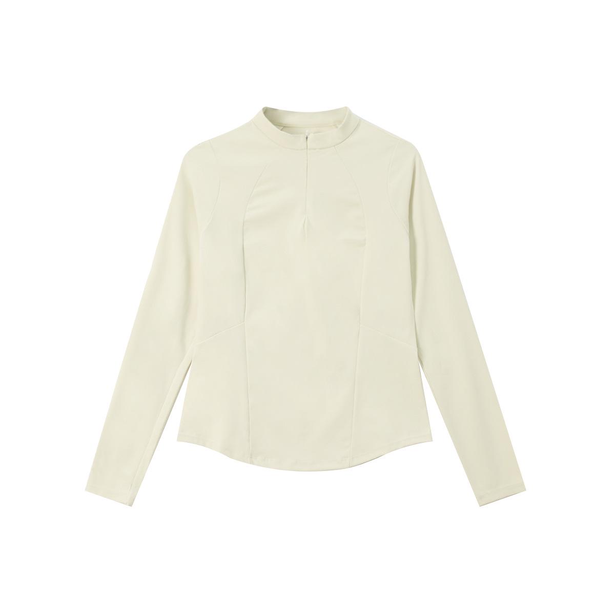 

Женский приталенный базовый топ с длинным рукавом и молнией до середины для фитнеса и йоги - Удобная и стильная верхняя одежда для весны/осени Medium