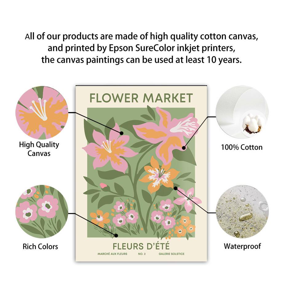 Flower Market Rose Nordic Posters London Tokyo Print Wall Art Green Canvas Painting Abstract Wall Pictures For Living Room Decor