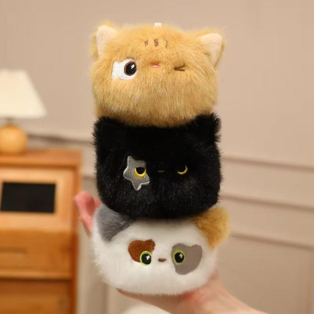 Stuffed Animals Black Cat Plush Keychain Cartoon Round Orange Cat Dolls Pendants Fluffy 16Cm Grey Cat Plush Dolls Baby Gifts