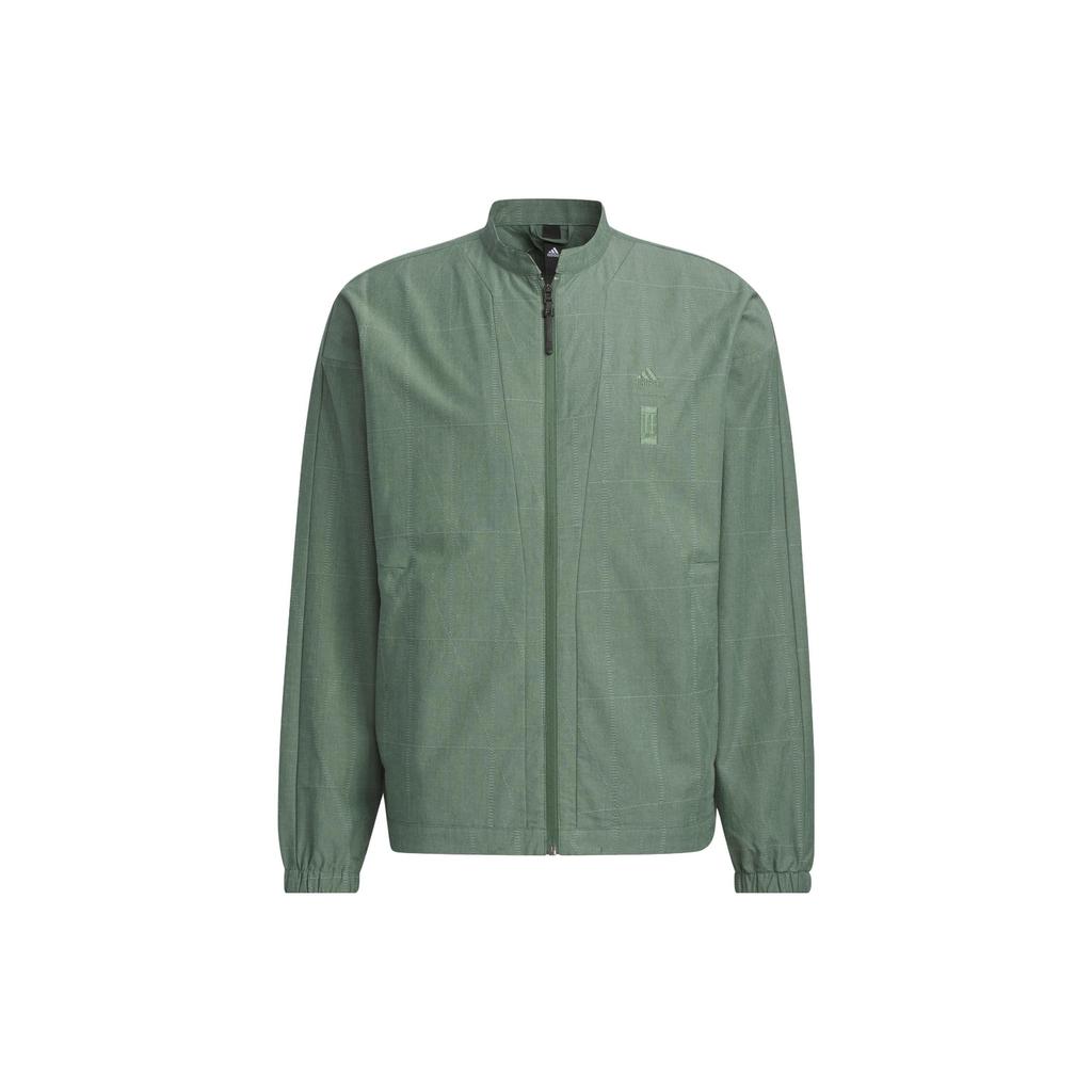 Adidas Logo Print Stand Collar Jacket Men Outerwear Oxidized-Green IA8138
