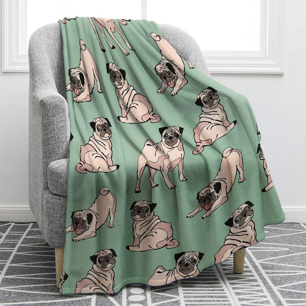 Cartoon-Hund digital bedrucktes Polyester Schlafzimmer Samt Flanell weiche Sofabezug Decke Fleece weiche Sofabezug Decken für Betten