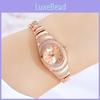 Womens Quartz Watch With Metallic Strap And Rhinestone Decor For Casual Wear