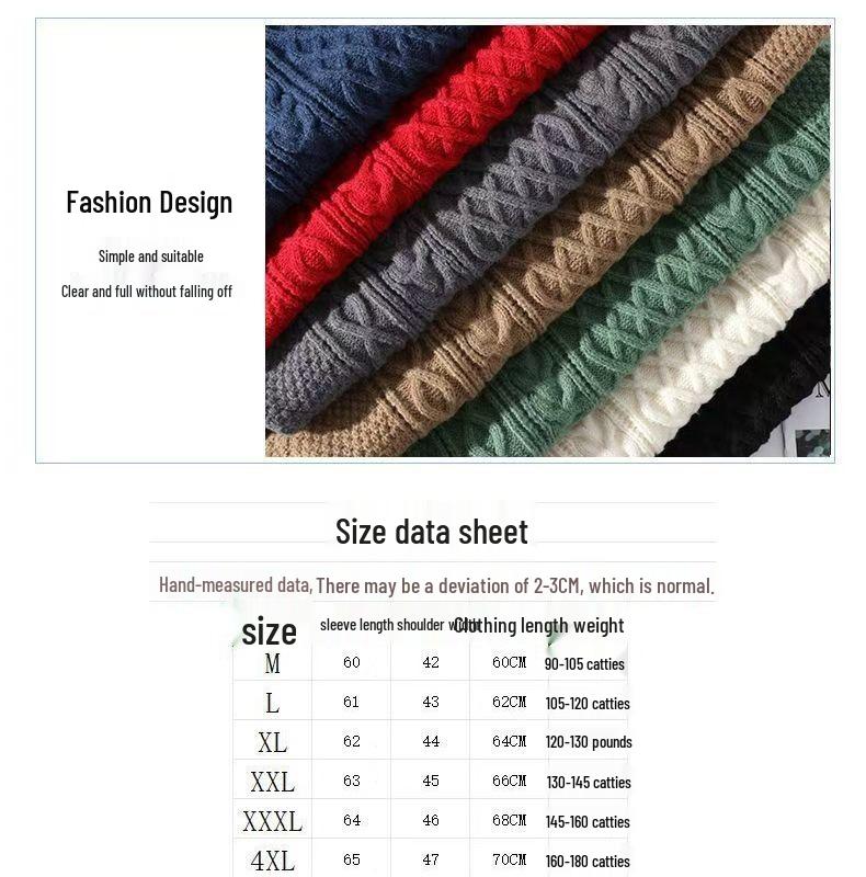 Luxury Autumn/Winter Velvet-Lined Cable Knit Sweater: Warm, Versatile, Thick Round Neck In Black & White