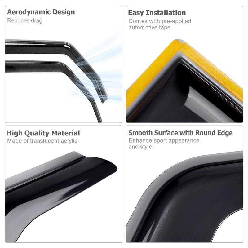 Car Side Window Wind Deflectors Vent Visors Sun Wind Rain Shield for Jeep Wrangler JL Unlimited 18-20 JK 07-18