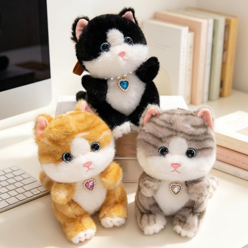 Adorable Cat Plush Scented Ornament Stuffed Soft Toy Kawaii Cute With Heart Pendant For Accessory Car Home Giftable