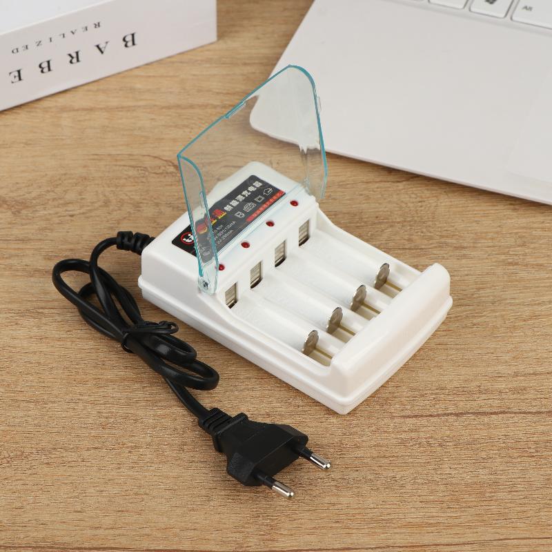 4 Slot AA AAA 1.2V Battery Charger with Independent Charging EU US Plug for Household Electronics and Travel Convenience