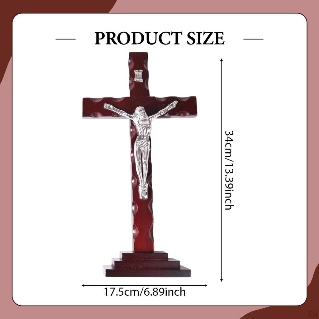 Wall Crucifix Cross Wood Jesus Sculpture Christian Figurine Pendant Religious Statue Home Decor
