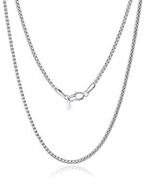 [PROSTEEL] Colar Masculino com Corrente Veneziana, Aço Inoxidável Cirúrgico, Hipoalergênico, Resistente à Ferrugem, Fino, 2 mm de Largura, 55 cm de Comprimento, Prata