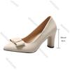 Elegant Heel Women's Shoes Spring Auutmn New Bow Ladies Temperament Thick High Heels Pointed Toe Woman Shoes Solid Women's Heels