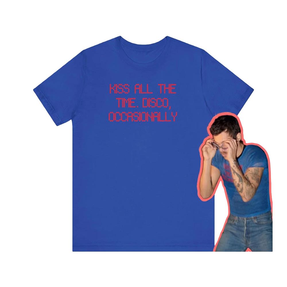 Harry Styles Fan Gift Kiss All The Time Disco Occasionally New Album Print Tops Men Women Street Y2k T-shirts Summer Casual Tee