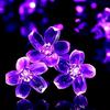 Solar LED Sakura Shaped Lighted Garland, Waterproof, Suitable for Outdoor, Holiday Yard Decoration, Lawn and Garden Mood Lights