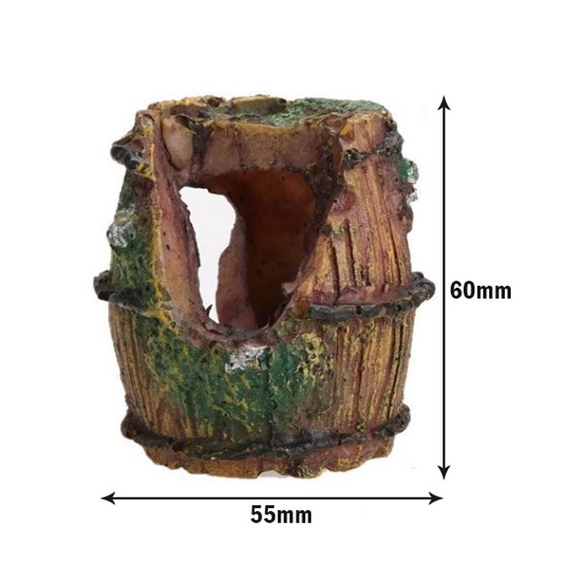 Aquarium Ornaments Decorations Artificial Resin Barrel Landscaping Accessories