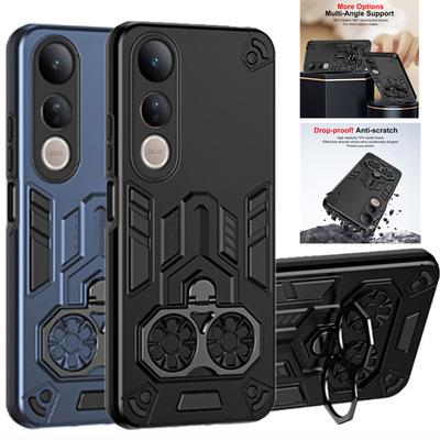 Pouzdro pro Vivo V50 Lite 5G V50e Ochranný kryt Vojenská třída Nárazuvzdorný Pancéřový Kovový prsten Stojánek Fundas Coque