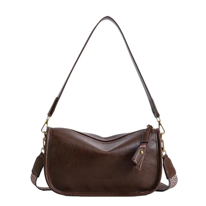 Leisure Large Capacity PU Zipper Concise Women's Crossbody Bag  New Fashion Shoulder Bags Versatile Commuting Tote Bag