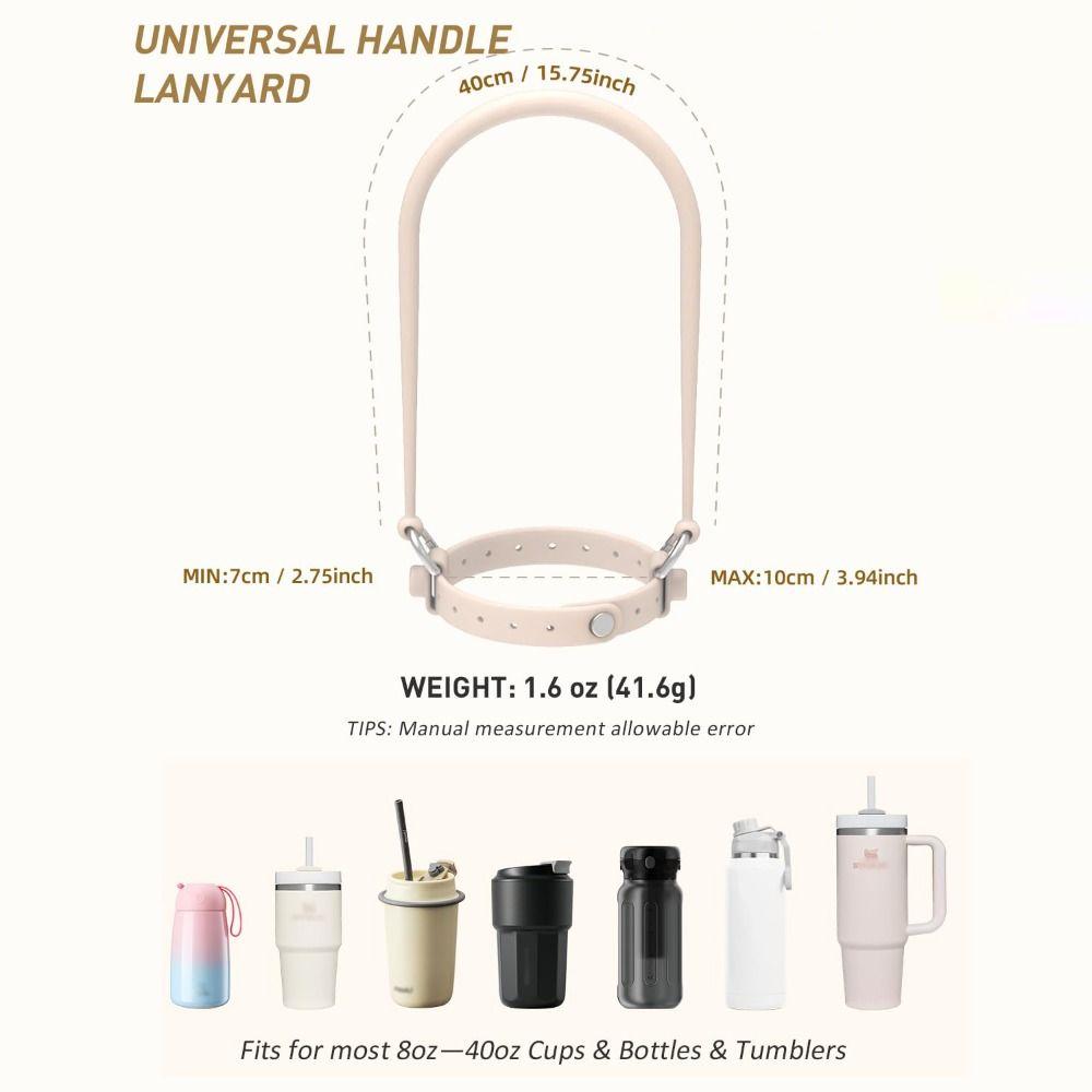 Silicone Water Bottle Handle Solid Color with Adjustable Strap Drink Carrier Strap Reusable Water Bottle Sling