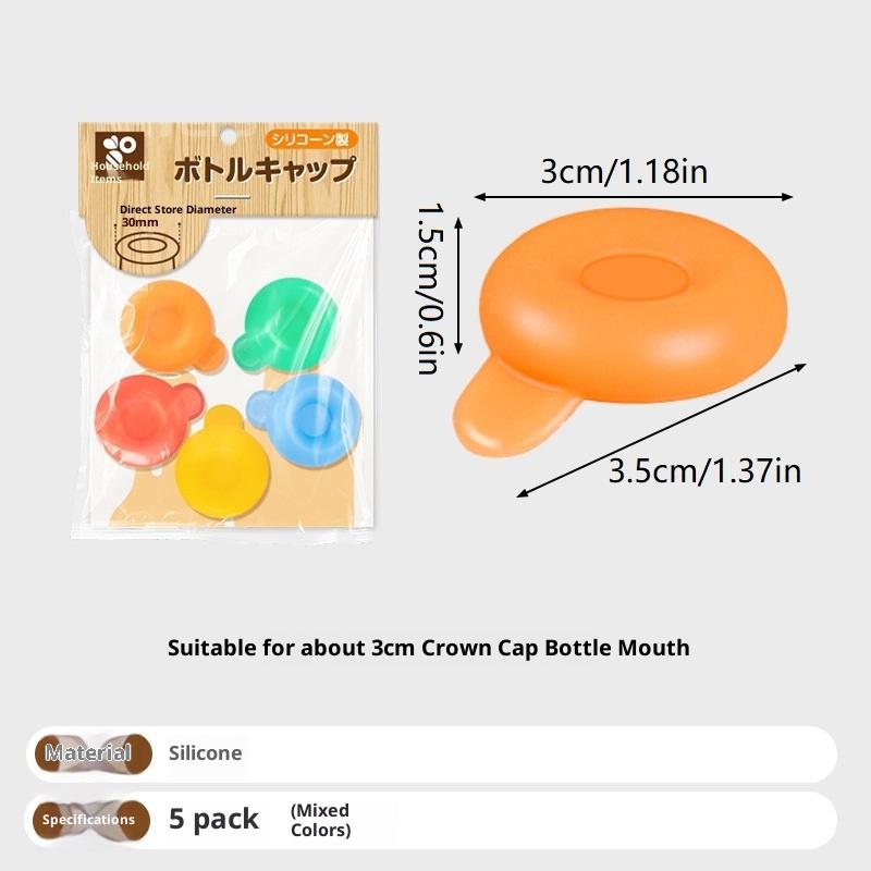 

5Pcs Silicone Beer Bottle Cap Preservers Creative Wine Savers Soy Vinegar Corktail Lid Bar Accessories