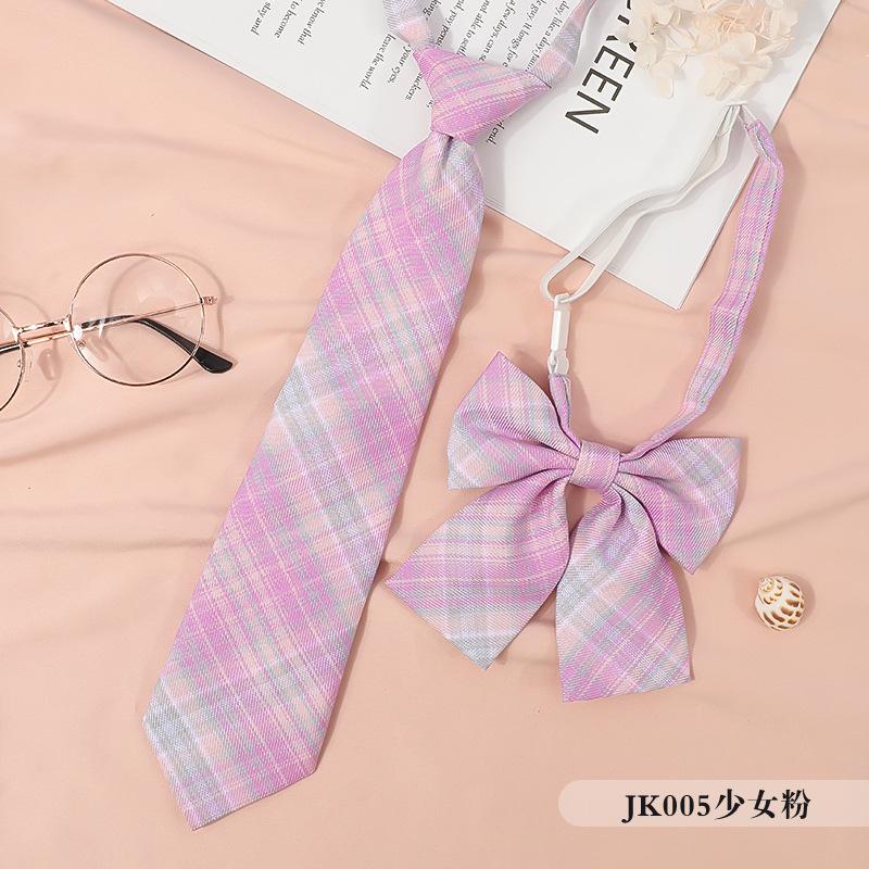 Japanese Korean Version Striped Jkdk College Style Red Cyan Gray Blue Shirt Men'S And Women'S Accessories Free Tie Tie Set