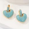 Luxurious Heart-Shaped Synthetic Turquoise Hoop Earrings for Women for Weddings Engagements & Daily Wear Gift
