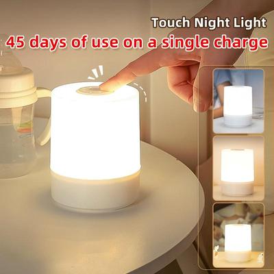 Veilleuses LED tactiles à intensité variable, lampe de table LED USB portable pour décoration de chambre à coucher, veilleuse de sommeil, cadeau pour enfant