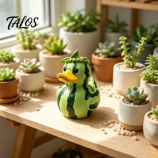 Nature Inspired Room Decor Whimsical Watermelon & Dragon Fruit Duck Figurine, Funny Resin Statue, Cute Animal Collectibles Desk for Home Office
