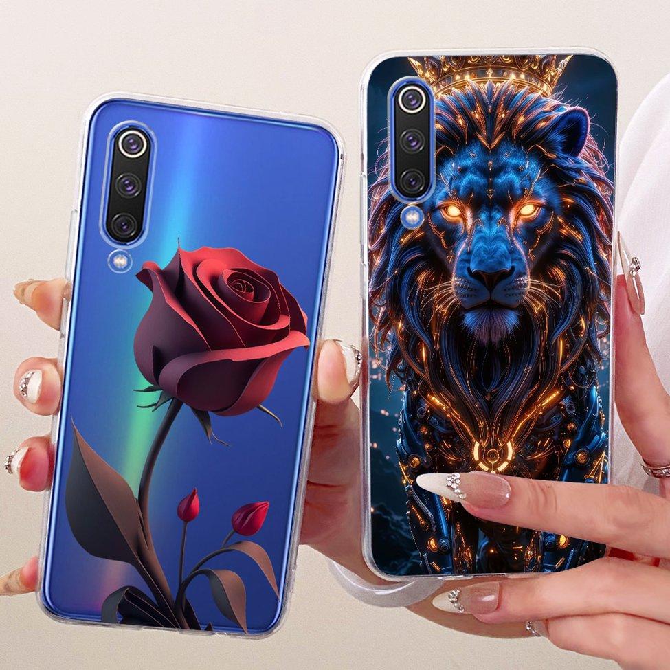 Transparent Cover For Xiaomi Mi 9 SE Case Cute Cat Luxury Fashion Butterfly Funny Painted Casing M1903F2G