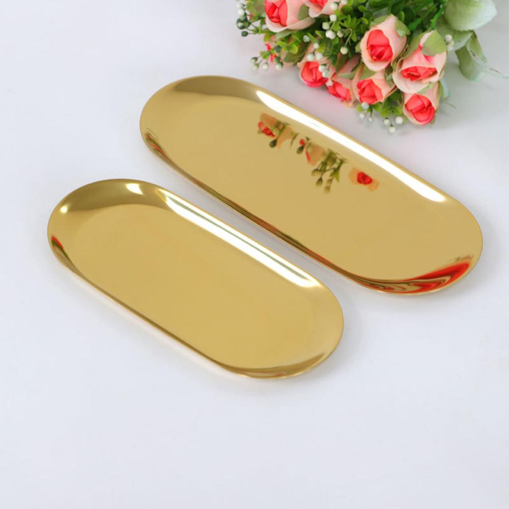 Ablagefach aus Edelstahl im koreanischen Stil, Dessertteller, Nuss-, Obst-, Kuchen- und Teetablett, Desktop-Kosmetik- und Schmucktablett