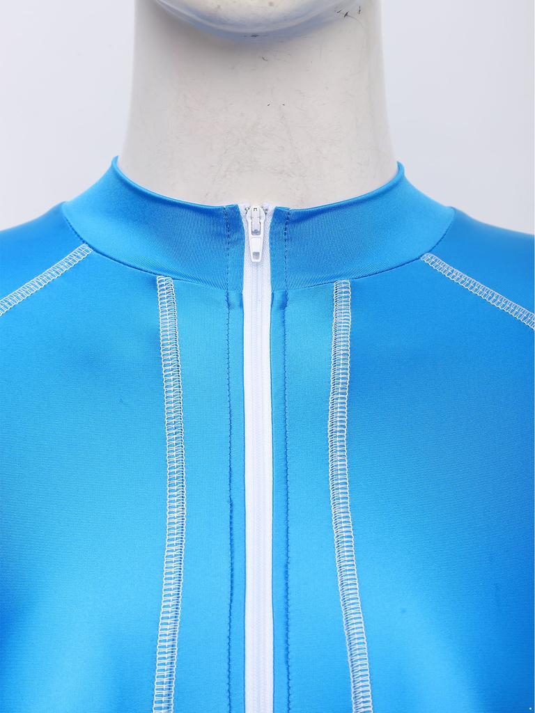 S-3XL Damen Ganzkörper Rash Guard Badeanzug Stehkragen Langarm Lange Hosen Glänzender Jumpsuit für Surfen Tauchen Wassersport