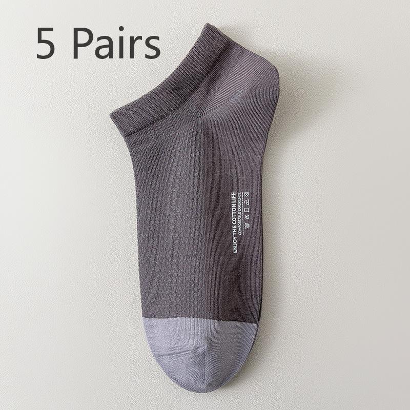

5 пар мужских летних тонких хлопковых дезодорирующих дышащих впитывающих пот коротких носков-лодочек 5 Pairs темно-серого