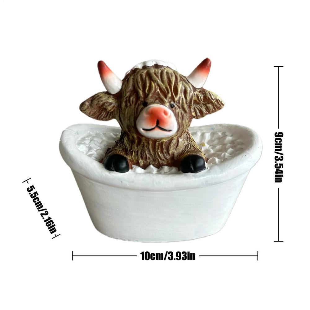 Hochlandkuh Dusche Badezimmer Figur Handwerk Harz Rinder Ornament Kleine Kuh Statue Dekorationen Geschenke Für Schlafzimmer Bücherregale