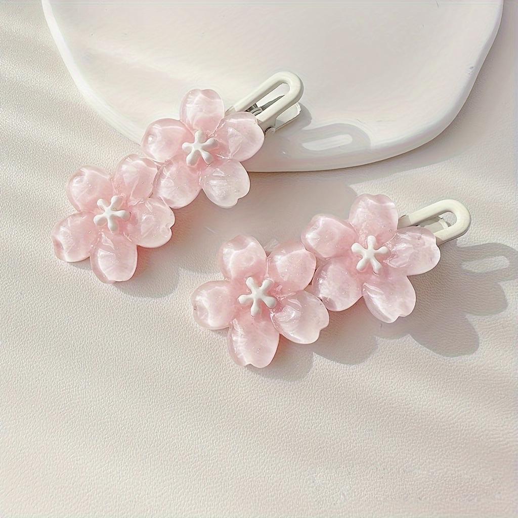 2 little girls transparent cherry blossom hairpin lace clip girl cute flower duck bill clip bangs clip headdress