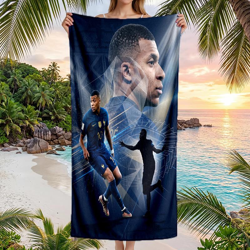 Asciugamano da Spiaggia ad Asciugatura Rapida con Stampa di Kylian Mbappe Microfibra Assorbente Portatile da Viaggio Asciugamano da Nuoto