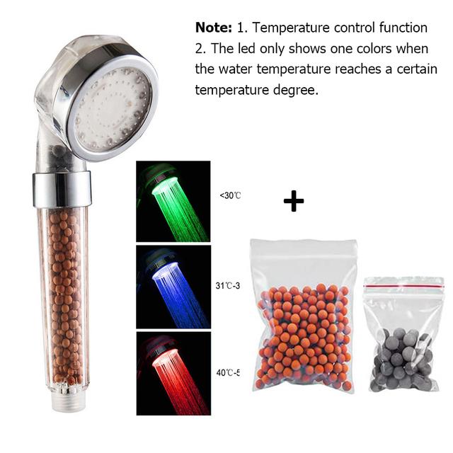 New Temperature Control 3/7 Color Changing LED Anion SPA Shower Head Water Saving Handheld Bathroom Home Innovative Accessories