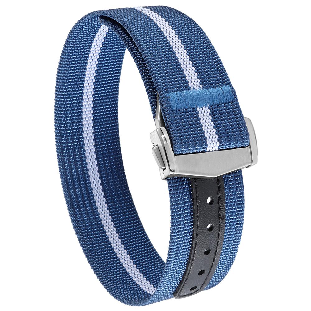 Premium Ribbed Watch Band Deployant Clasp Nylon 22MM 20MM Watch Strap for Omega Folding Buckle Watchband Sport Wristband For Men
