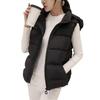 Women Winter Cotton Coat Hooded Neck Protection Thickened Padded Detachable Hood Short Type Windproof Zipper Pocket Zip-up Waistcoat