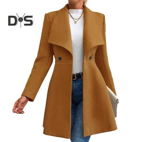 Damen Mittellanger Mantel, Winddichter Mantel mit Reverskragen für Damen, Warme, Stilvolle Oberbekleidung für Frühling und Herbst