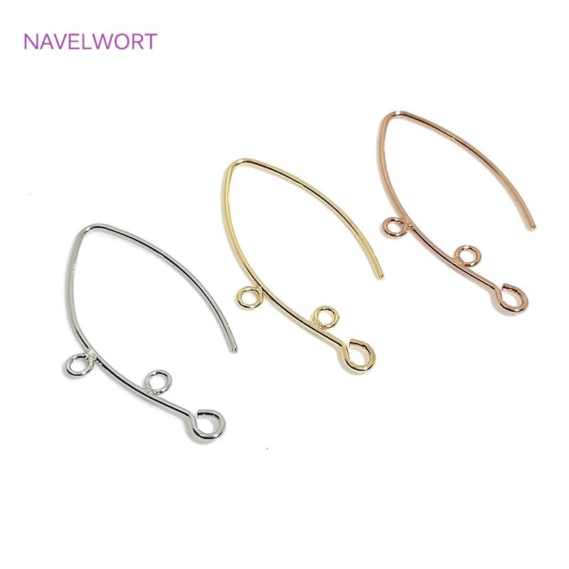 14K Gold Plated French V-shaped Earring Hooks Findings Brass Metal Ear Wire Hooks Settings DIY Jewelry Making Accessories