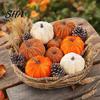 Realistic Halloween Pumpkin Decoration Small Velvet Thanksgiving Table Centerpiece, Soft Stuffed Prop for Fall Harvest Farmhouse Themed