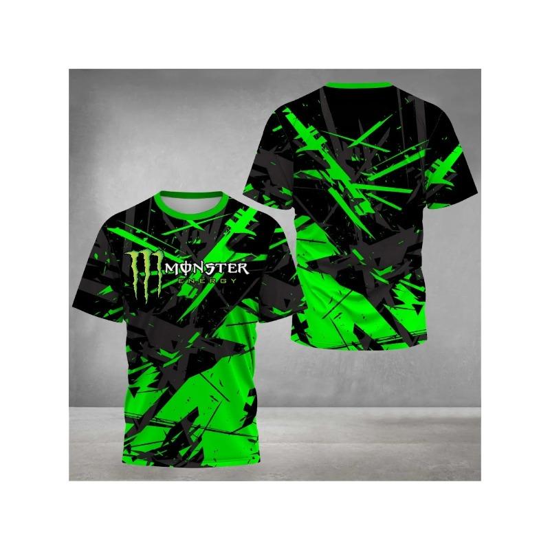 New 2026 Fashionable Men's T-shirt with 3D Print of Monster Energy - Quick-drying Outdoor Sports Motorcycle Outfit. Short Sleeve