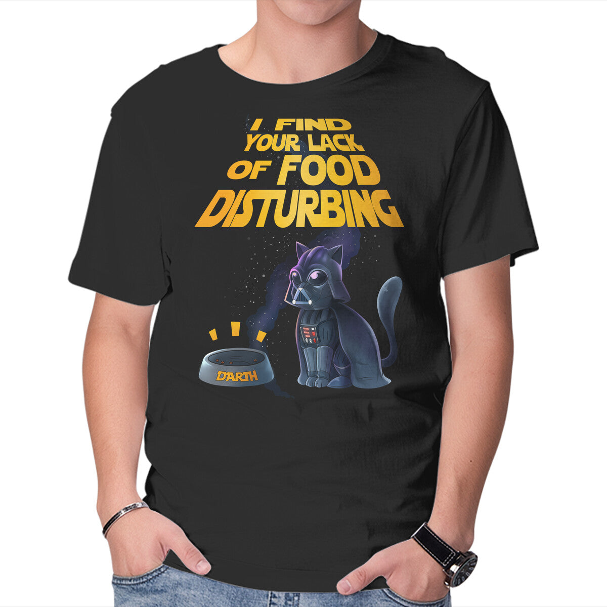 Unisex Crew Neck T-Shirt I Find Your Lack Of Food Disturbing Graphic Short Sleeve Casual Tee L