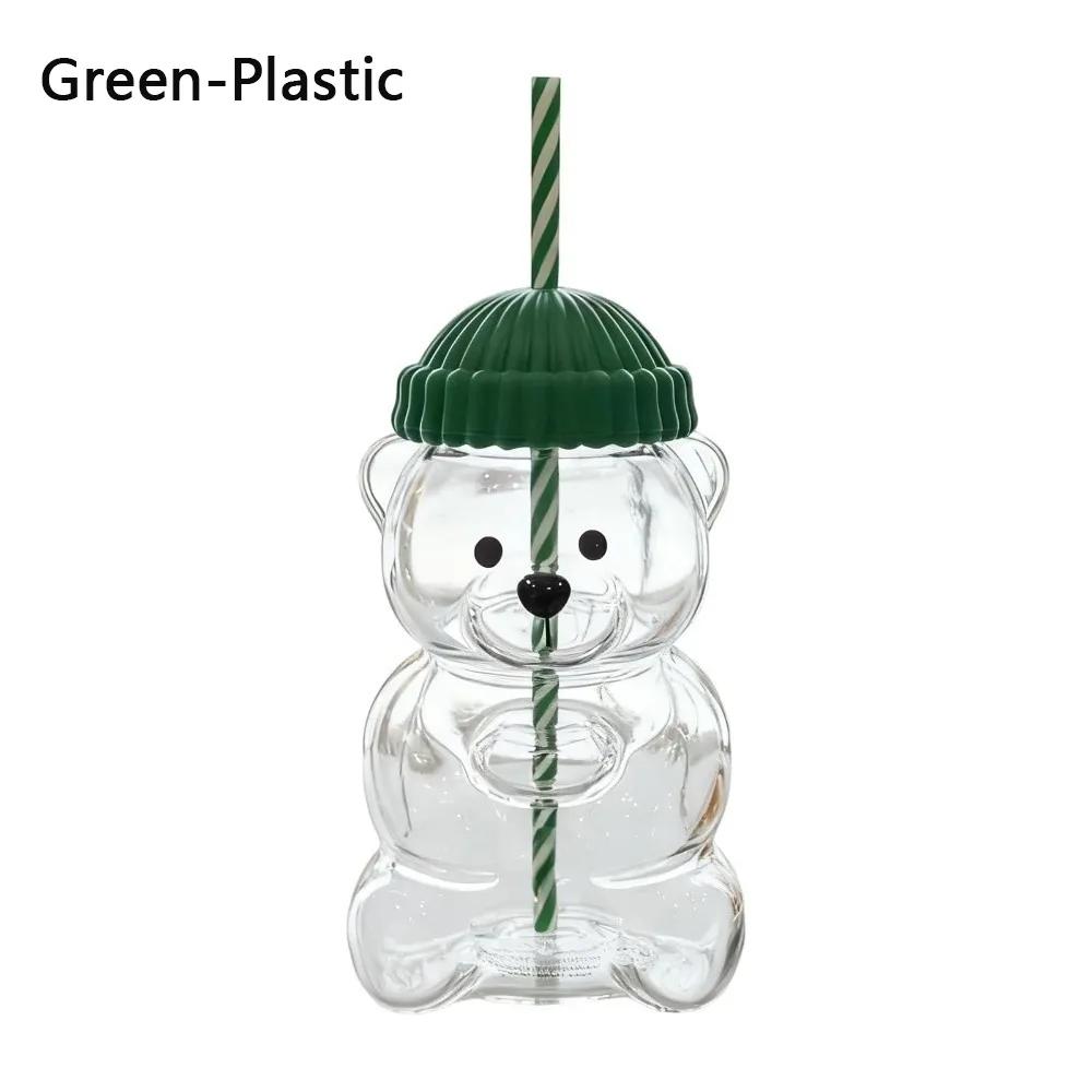 Süßer Neuer Bär Glasbecher Transparent Große Kapazität Teddybär Glasbecher mit Deckel Glasbecher mit Strohhalm Partys