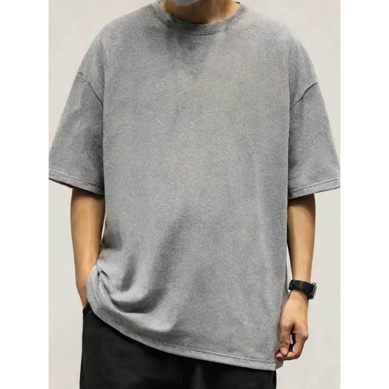 European Size Solid Color Printed T-Shirt | Spring Summer Crew Neck Short Sleeve Men'S Tee, Breathable Casual Sports Top, Holiday Gift