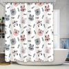Decorative Cat Pattern Shower Curtain Pink Gray Colorful Cats Design Bathroom Accessories Soft Fabric Waterproof (White)