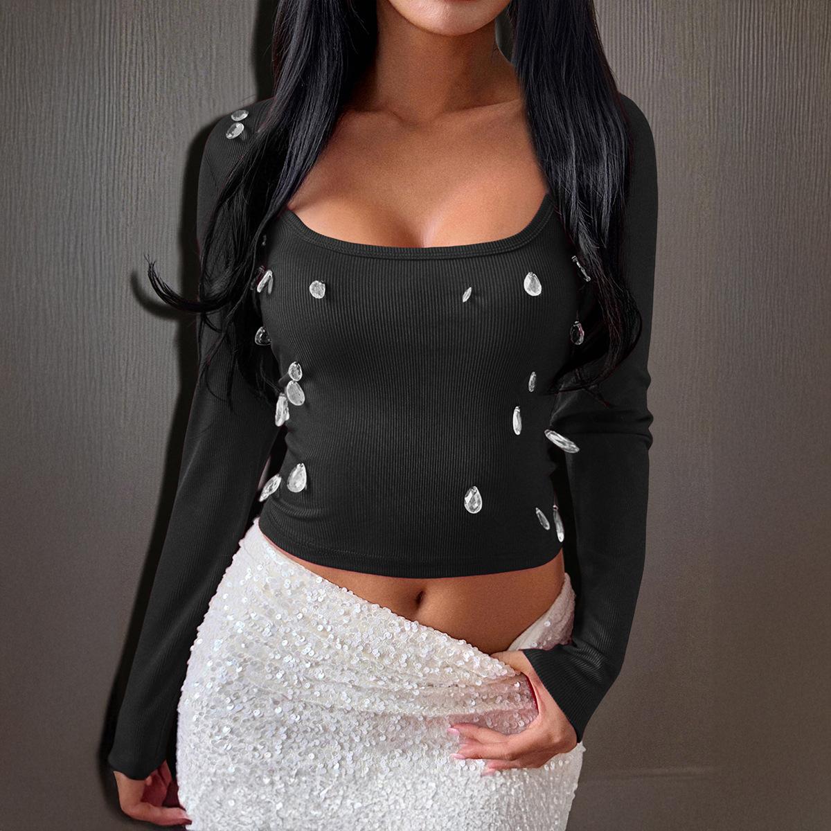 

Футболка-жилет с длинным рукавом однотонная женская осенне-зимняя 2025 M чёрный