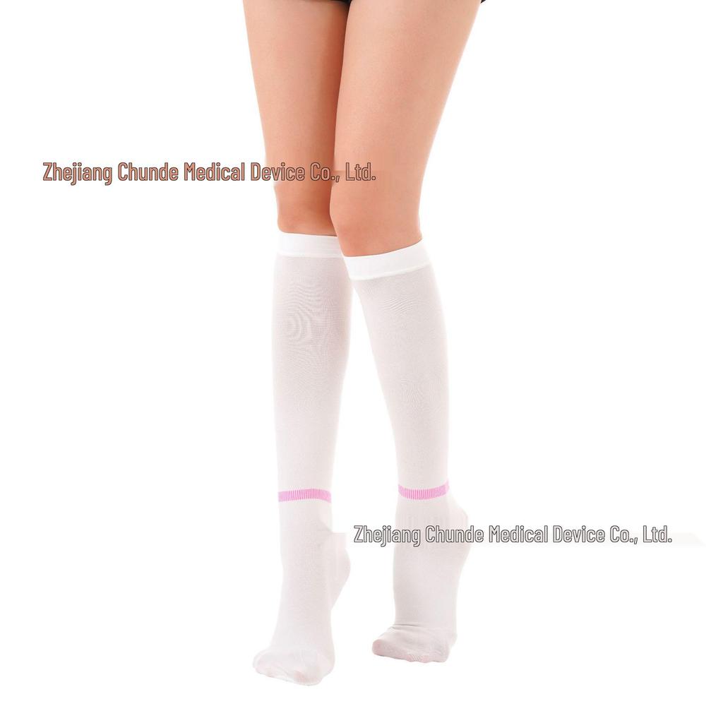 Level 1 Compression Mid-Calf Anti-Embolism White Socks - Post-Operative Gradient Pressure Elastic Care