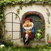 Schlafender Zwerg und Frosch Wandhänger, Kreative kleine Außen-Gartenstatuen, Baumhänger, Hängende Harzornamente