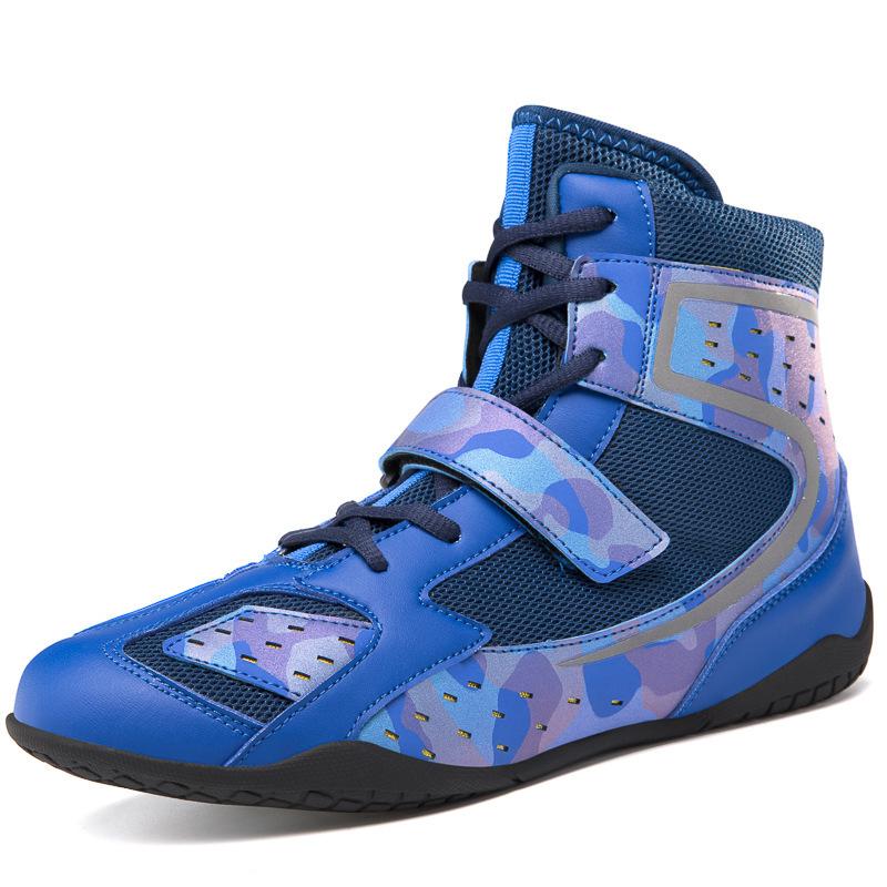 

Spring and summer new men s and women s fitness training shoes boxing shoes high-top fighting shoes Velcro sneakers 46