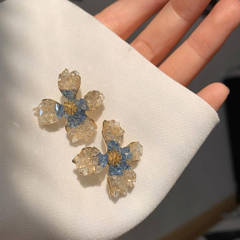 

Трендовые серьги-гвоздики с кристаллами и градиентом в виде цветов - Шикарные летние серьги для женщин